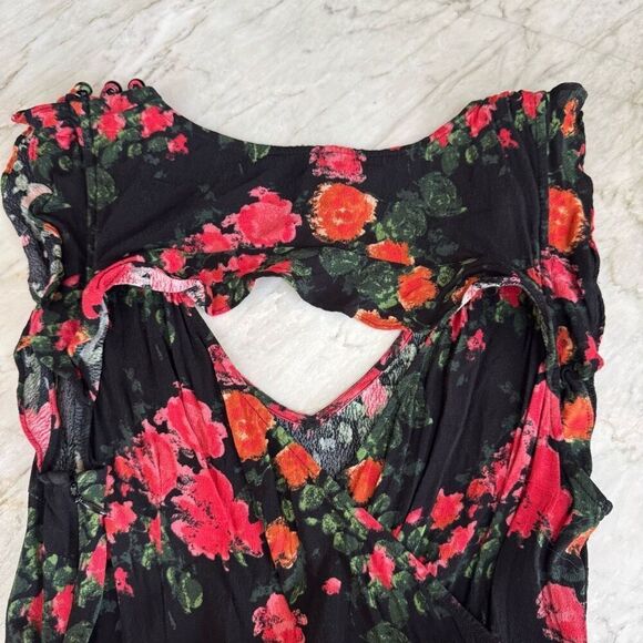 Anthropologie PLENTY TRACY REESE Laurete Floral Ruffle Wide Leg Jumpsuit size SP - Picture 3 of 10